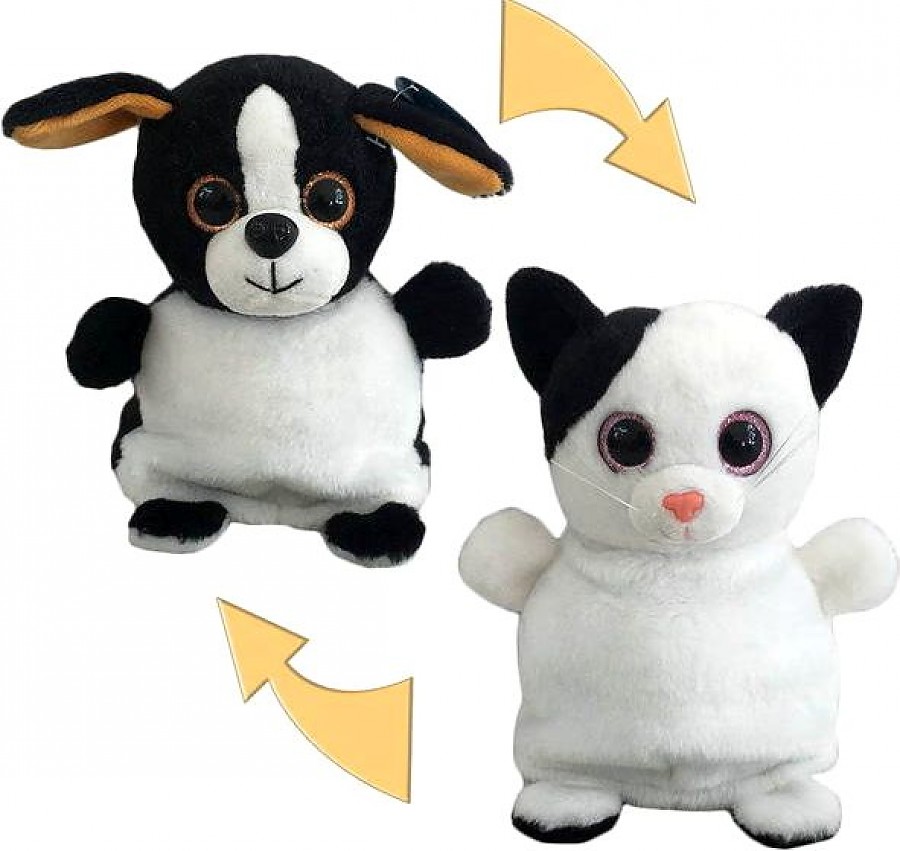 Купить Мягкая игрушка Junfa toys Перевертыши Кошка/Собака, 16 см,