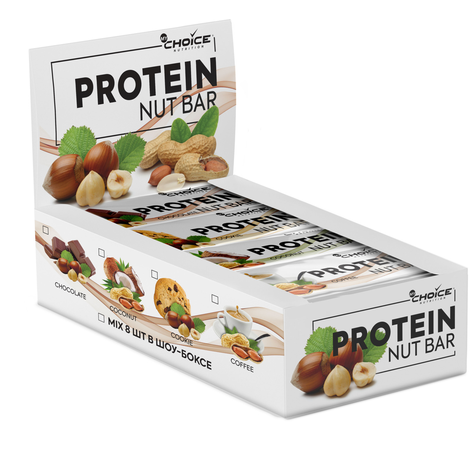 фото Батончики mychoice nutrition protein nut bar (20 шт х 40 г) ассорти my choice nutrition