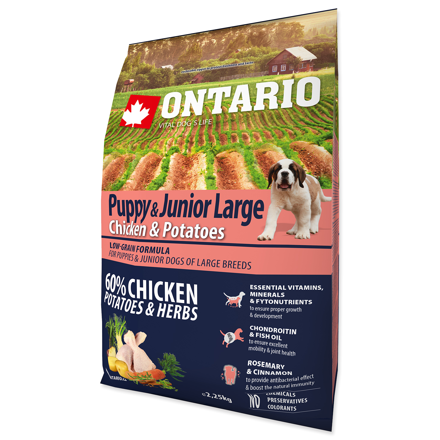 

Сухой корм для щенков Ontario Puppy & Junior Large, курица, картофель, 2.25кг, Puppy & Junior Large