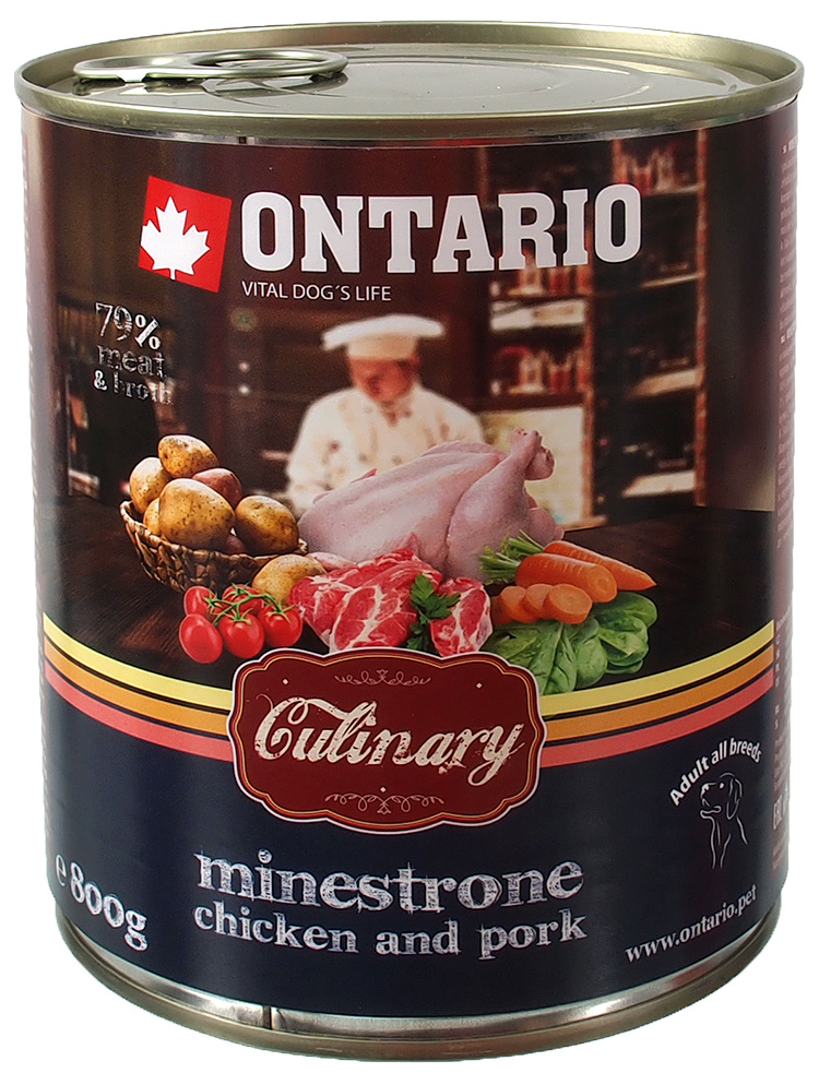 фото Консервы для собак ontario culinary, курица, свинина, 800г