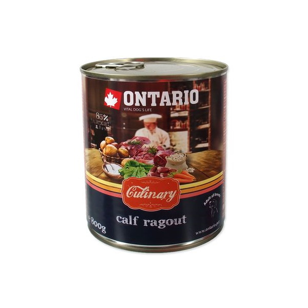 фото Консервы для собак ontario culinary, телятина, утка, овощи, 800г