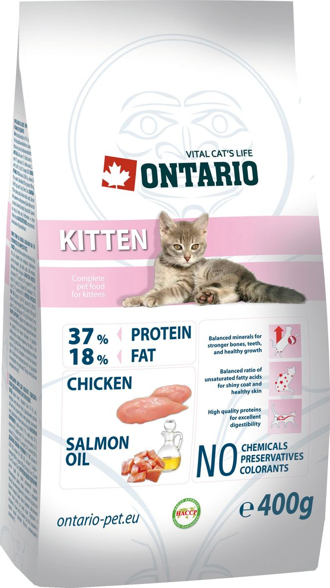 Сухой корм для котят Ontario Kitten, курица, 0,4кг