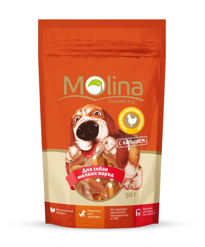 

Лакомство для собак Molina, для мелких пород, косточки с вяленой курицей, 50 г