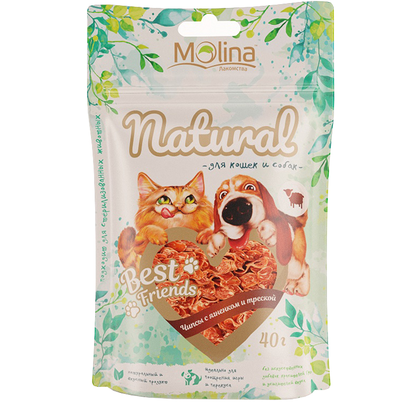 

Лакомство для собак Molina BEST FRIENDS Чипсы с ягненком и треской, 40 г, BEST FRIENDS