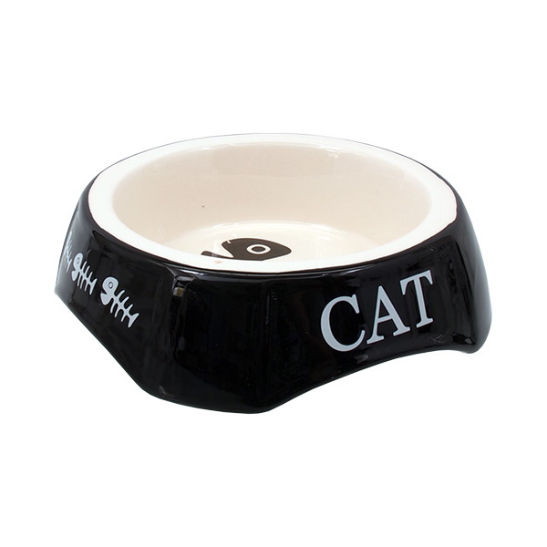 фото Одинарная миска для кошек magic cat, керамика, черный, 0.15 л
