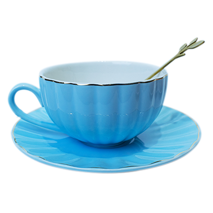 фото Чашка с блюдцем, "ракушка", цвет голубой, marma mm-cup-01