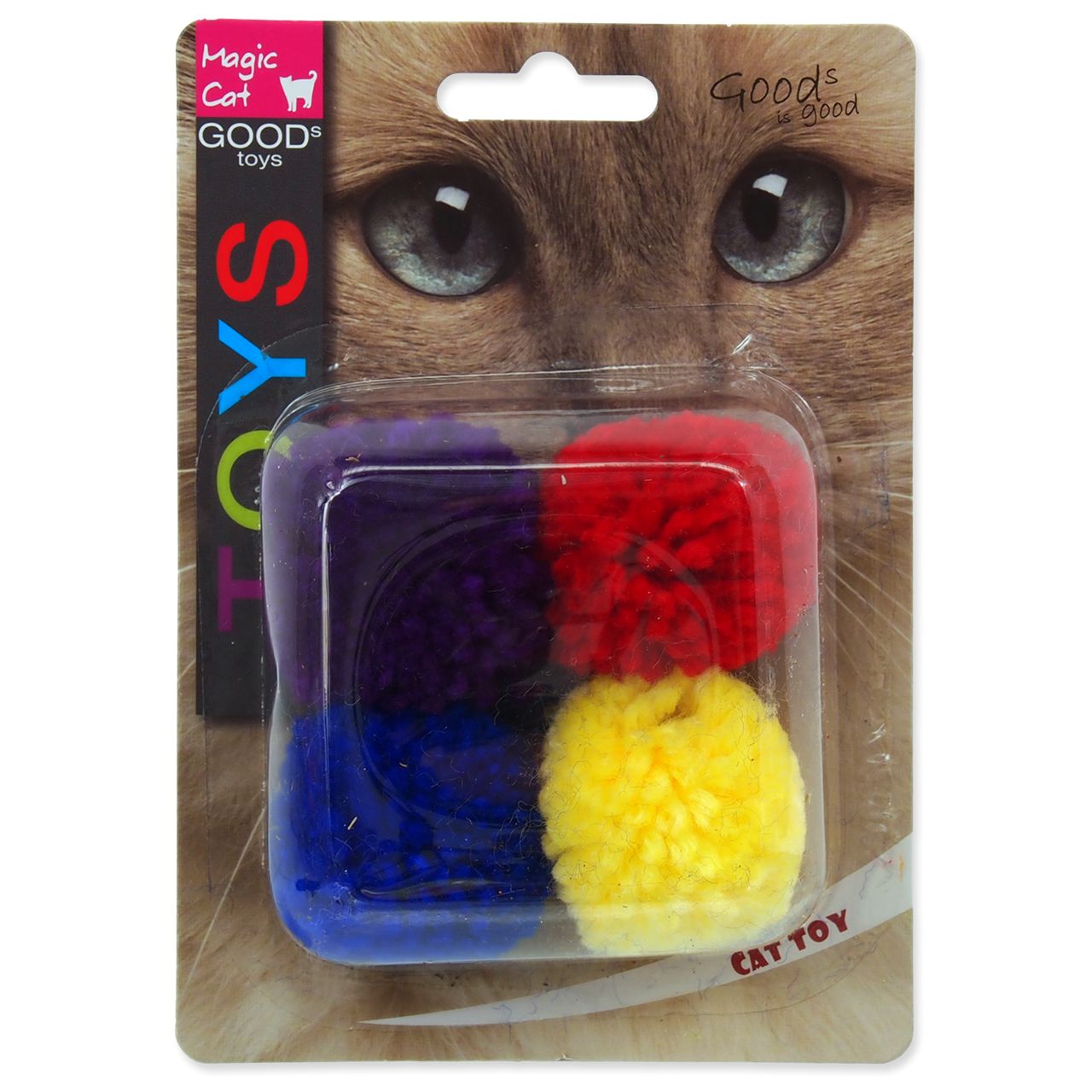 фото Мячи для кошек magic cat вата, желтый, красный, синий, фиолетовый, 3.75 см, 4 шт