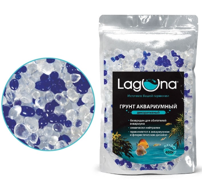 

Грунт для аквариума Laguna акрил, белый, синий, 400 г