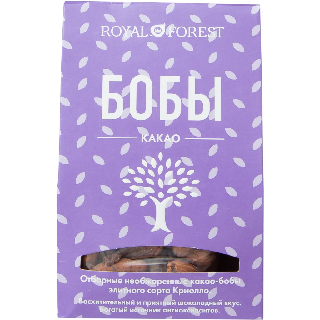 Какао бобы Royal Forest необжаренные неочищенные 100г