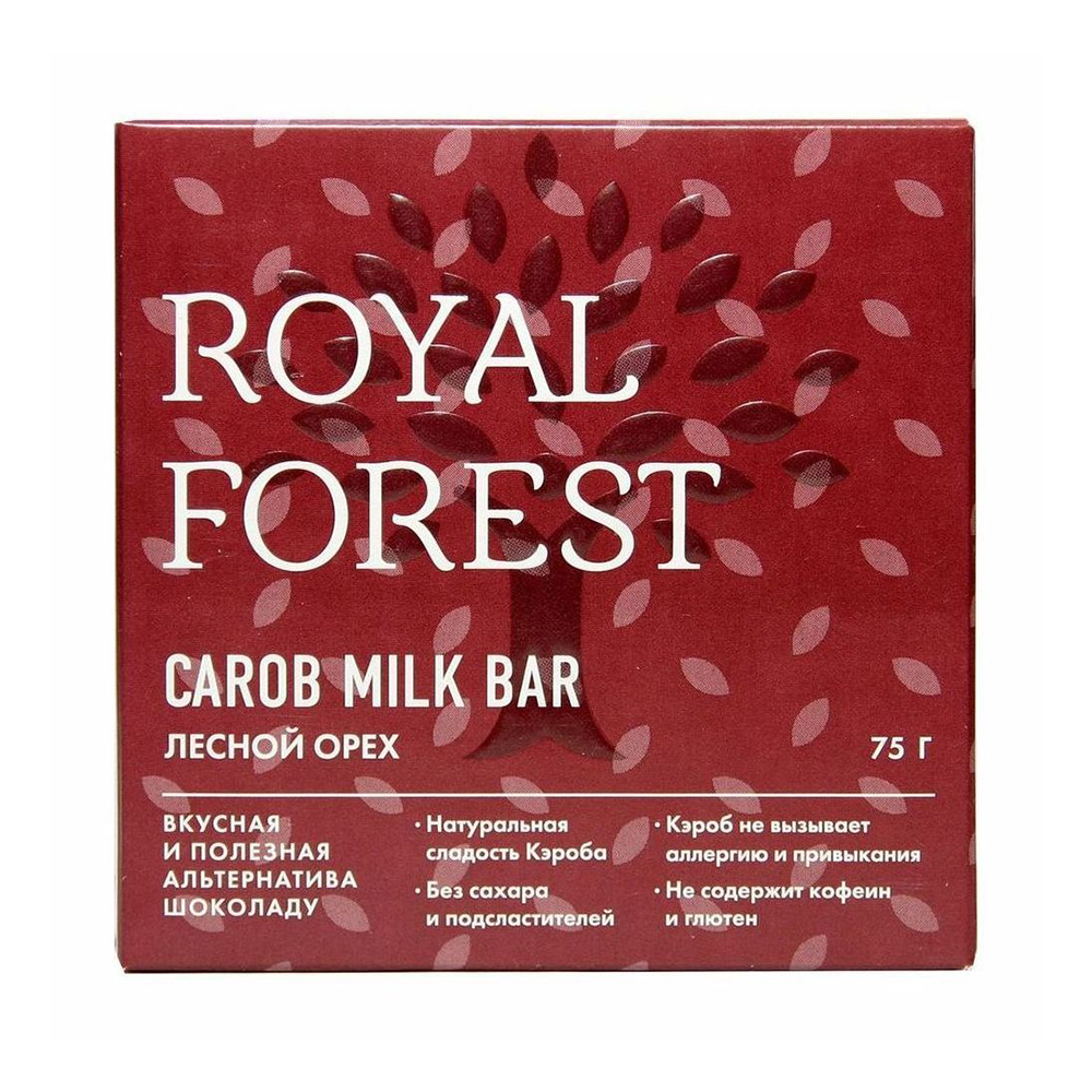 Шоколад Royal Forest из кэроба с лесными орехами, 75 г