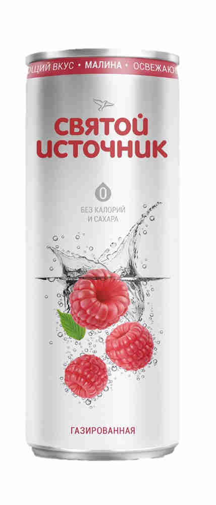 

Вода Святой Источник со вкусом малины 0.33 литра, газ, ж/б