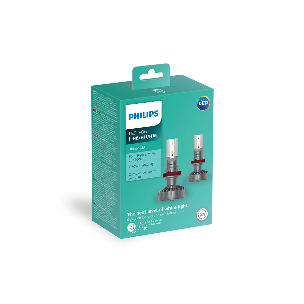 Лампа светодиодная 12V H8/H11/H16 1W 6200K PHILIPS LED FOG WHITE 2 шт. картон 11366 ULWX2