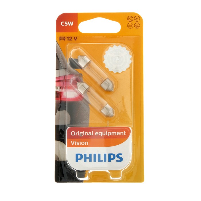 фото Сигнальная лампа 12v c5w (блистер 2 лампы) philips 12844b2