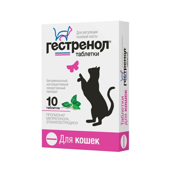 

Гестренол таблетки для кошек , 10 шт, ГЕСТРЕНОЛ