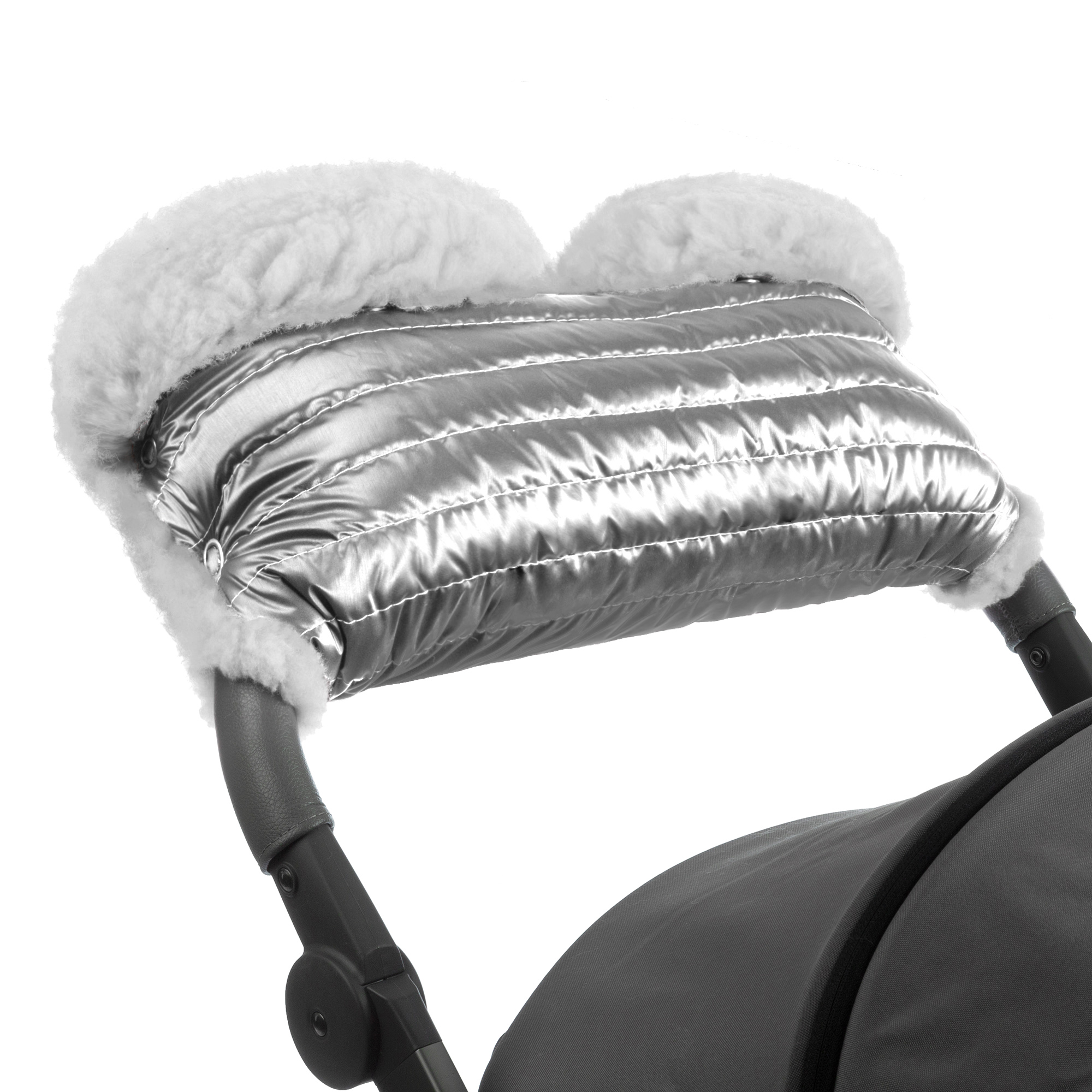 фото Муфта для рук на коляску esspero soft fur lux silver