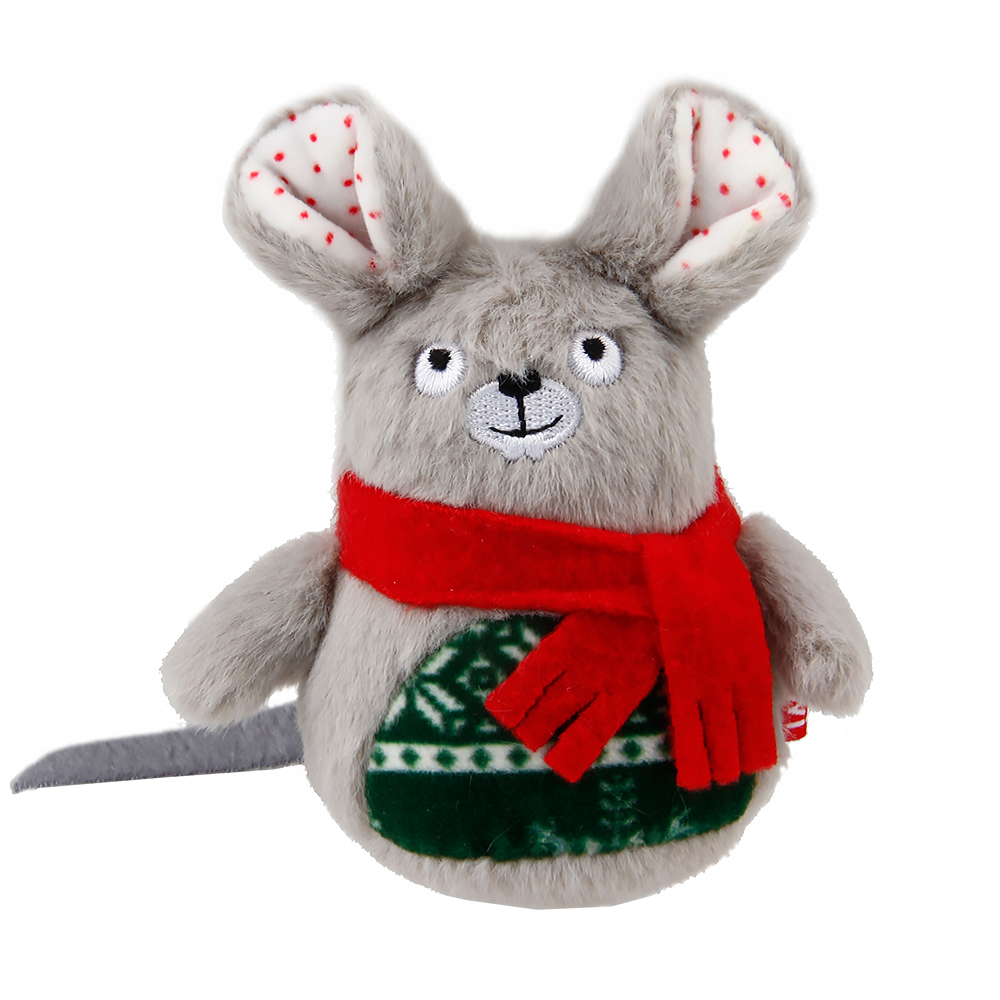фото Мягкая игрушка для собак gigwi мышка с пищалкой, серый, длина 12 см