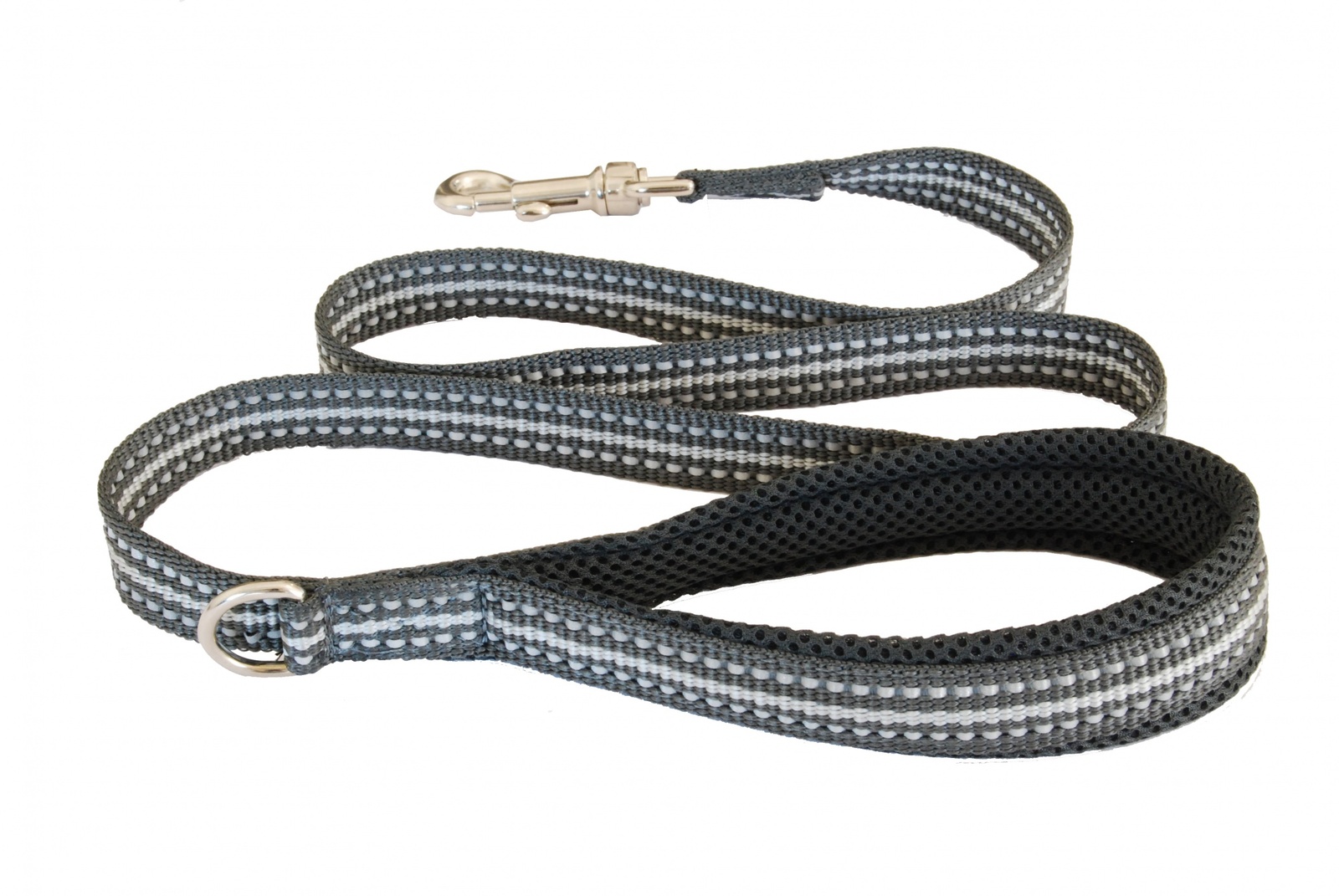 Поводок универсальный для собак Cortina, нейлон, черный-серый, длина 1.2 м