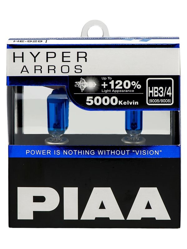 фото Лампа 12v hb3/hb4 60w +120% p20d 5000k бокс (2шт.) hyper arros piaa he929hb3hb4