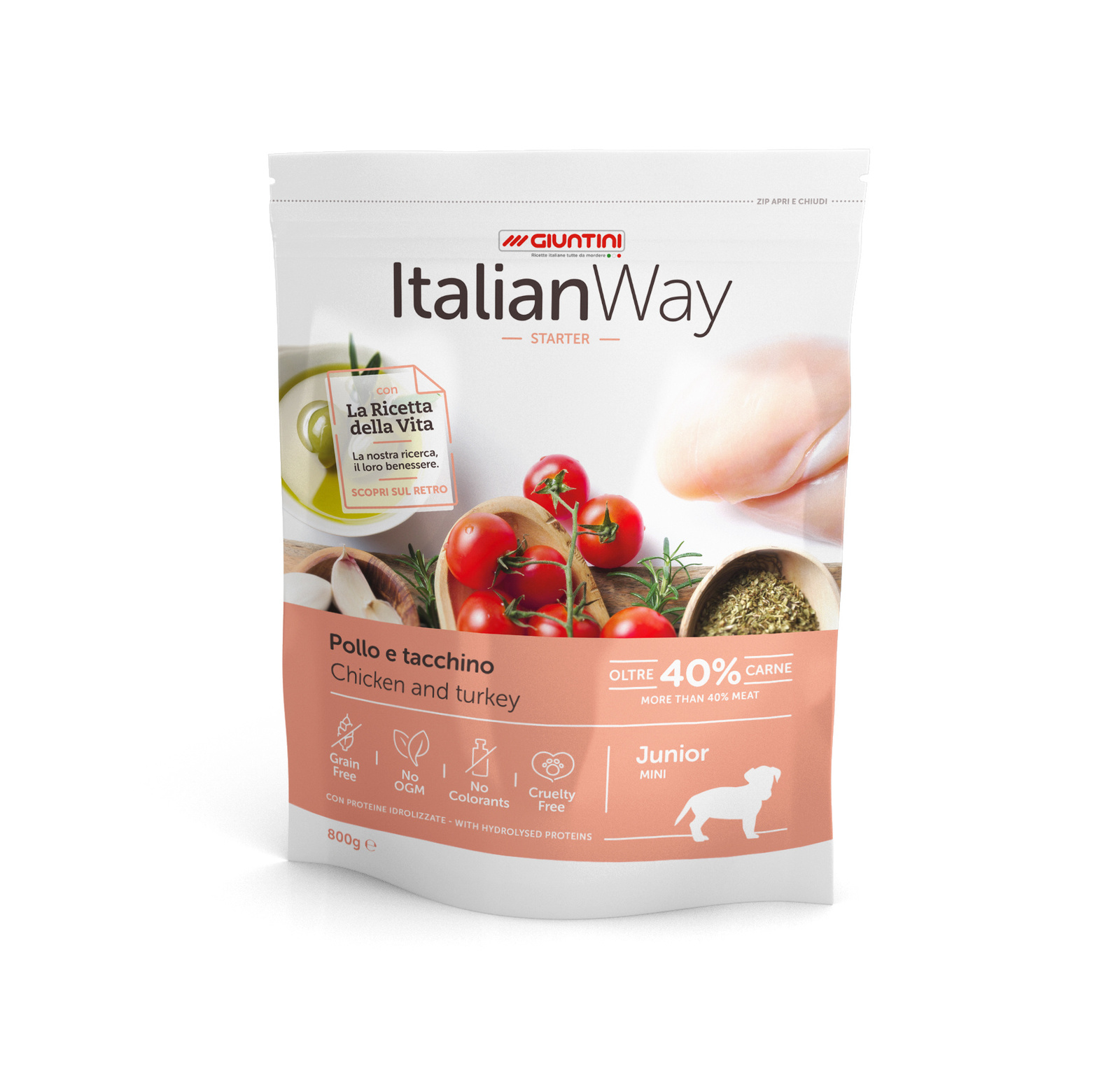 

Сухой корм для щенков Italian Way беззерновой, курица, индейка, 1.5кг, Junior mini