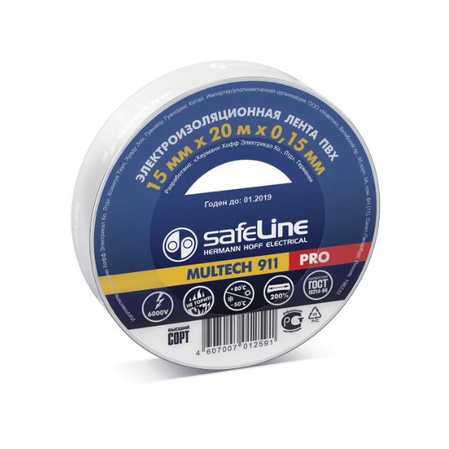 

Изолента Safeline 15/20 белая, Белый, 15/20 белая