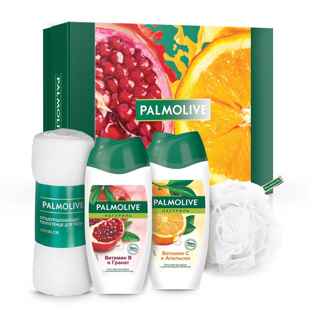 фото Подарочный набор palmolive гель для душа натурэль ( гель д/душа 2*250мл+полотенце+мочалка)