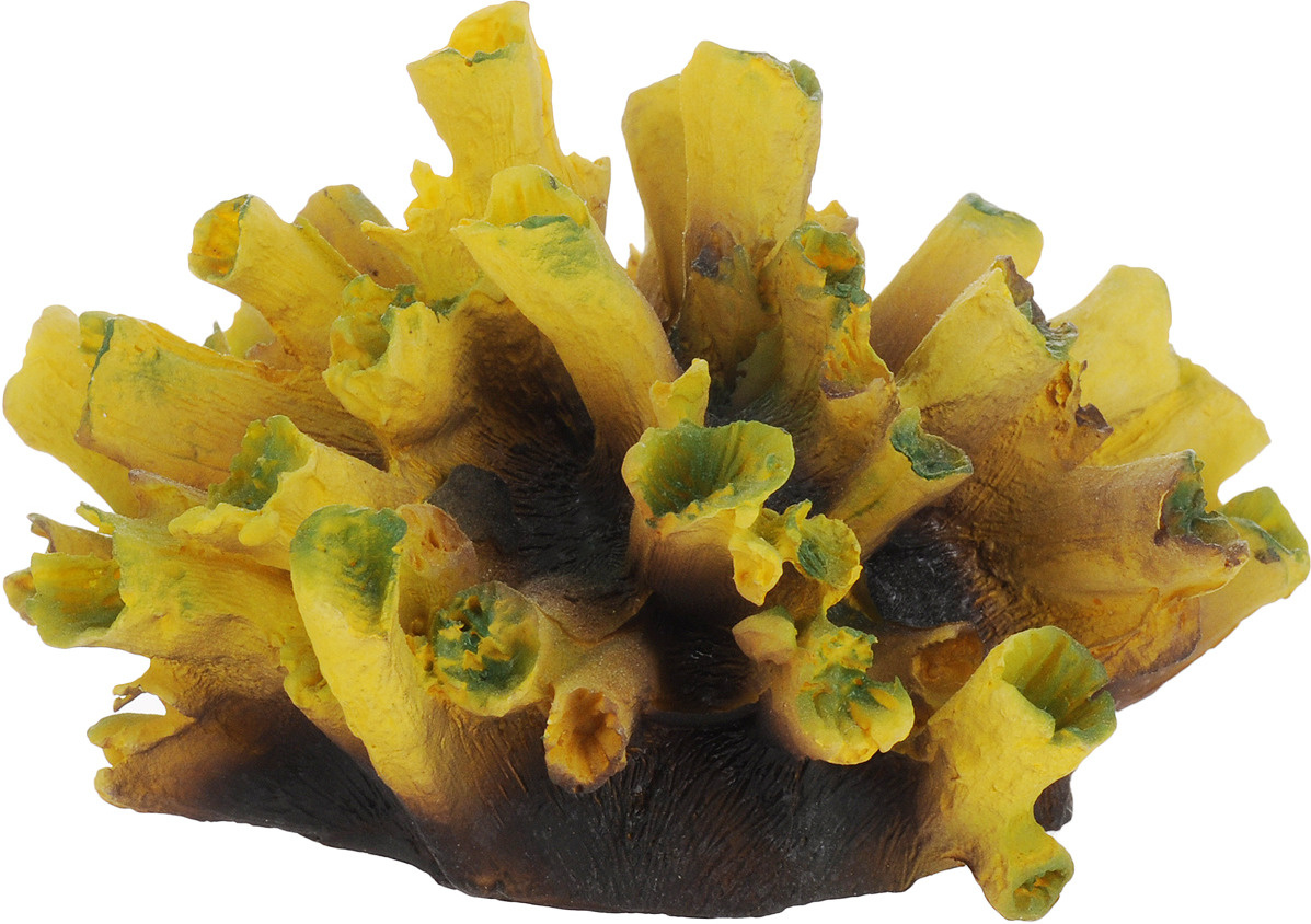 фото Искусственный коралл fauna international, желтый, зеленый, 10.5х5.5х8.5 см