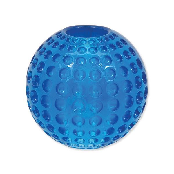 фото Игрушка для собак мячик с отверстием ребристый синий 6,3 см dog fantasy