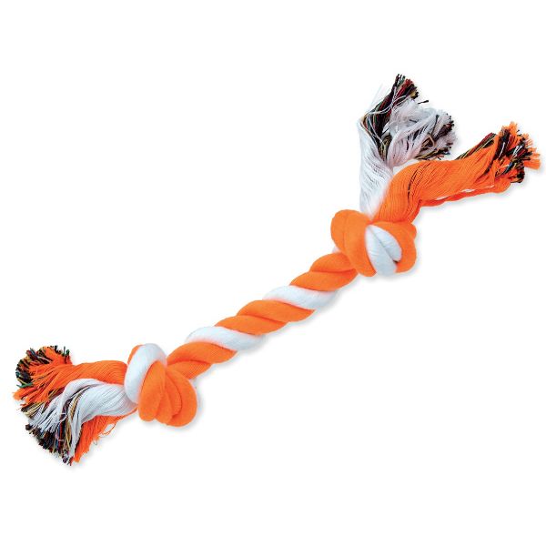 Игрушка веревочная 2 узла оранжево-белая 25см.