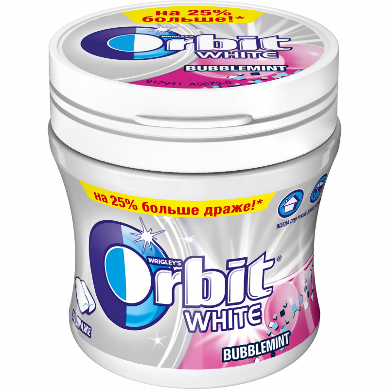 фото Жевательная резинка orbit white bubblemint 68г