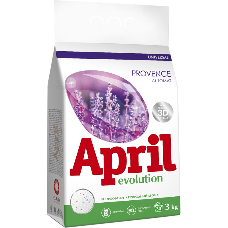 фото Тиральный порошок april evolution provenсe, автомат, универсальный, 3 кг