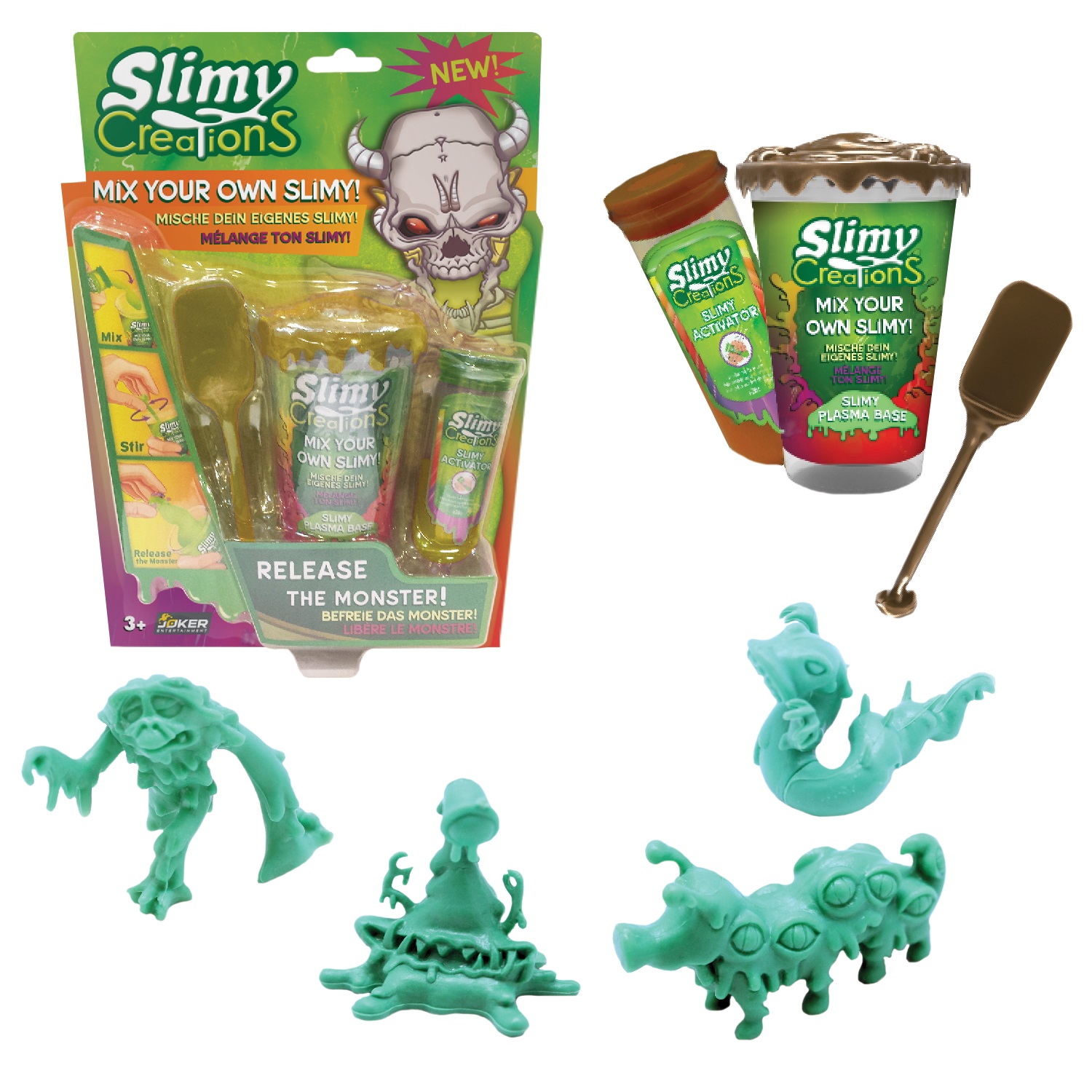 Набор для создания слайма Slimy Монстры с игрушкой, золотой активатор для слайма 100 мл