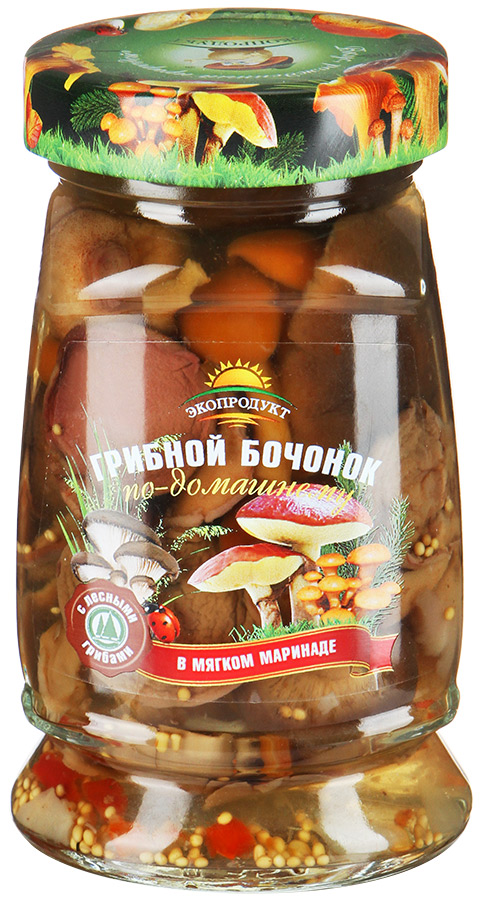 

Грибы Экопродукт грибной бочонок ассорти по-домашнему 340 г