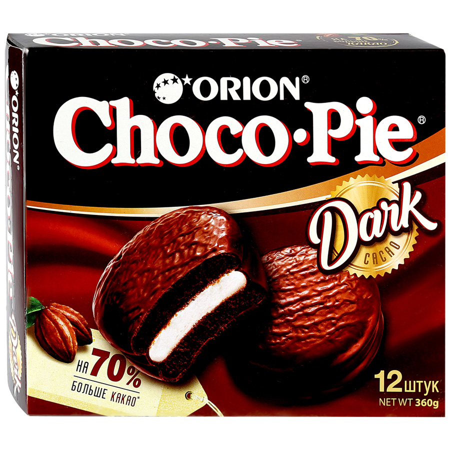 

Пирожное Orion Choco Pie Dark в глазури 12 шт 30 г