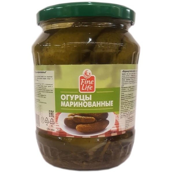 

Огурцы Fine Life маринованные 680 г