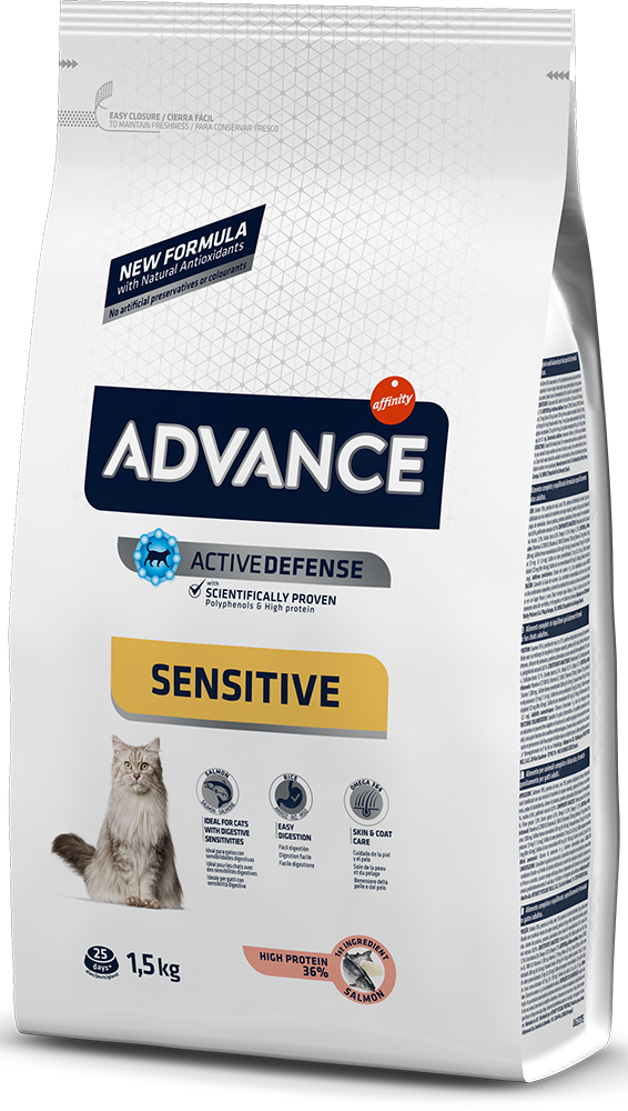 фото Сухой корм для кошек advance sensitive, лосось, 1,5кг