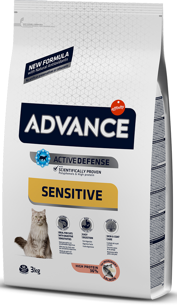 фото Сухой корм для кошек advance sensitive, для чувствительного пищеварения, лосось и рис, 3кг