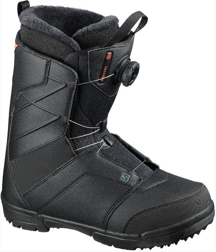 фото Ботинки для сноуборда salomon faction boa 2021, black/black/red/orange, 29.5