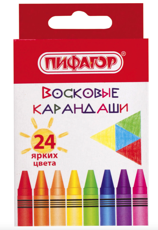 Восковые карандаши Пифагор Солнышко, 24 цвета карандаши восковые 12цв к к пифагор