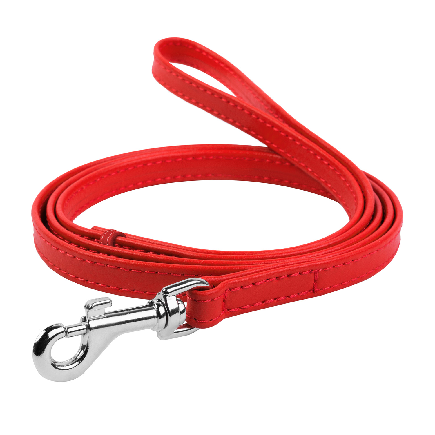 фото Поводок для собак collar waudog glamour, кожаный, красный, 9мм х 122см