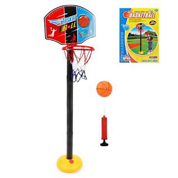 фото Напольный баскетбол наша игрушка стойка 118 см, щит 34,5х25 см, мяч, насос