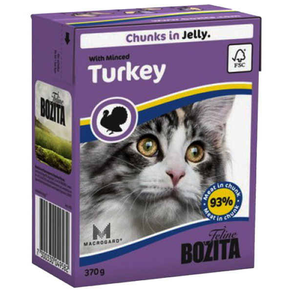 фото Консервы для кошек bozita feline chunks in jelly, с рубленой индейкой в желе, 370г