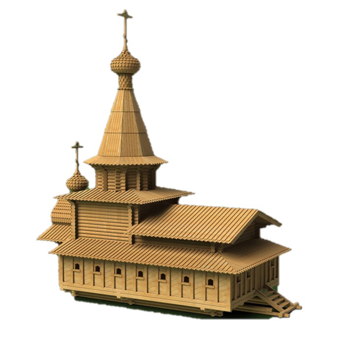 Сборная модель СВмодель Спасская Церковь, Якутия, Масштаб 1:60, C1001