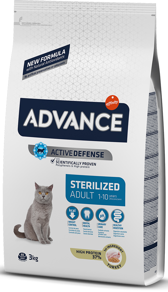 фото Сухой корм для кошек advance sterilized, для стерилизованных, индейка, 3кг