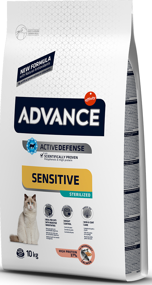 фото Сухой корм для кошек advance sterilized sensitive, для стерилизованных, лосось, 10кг