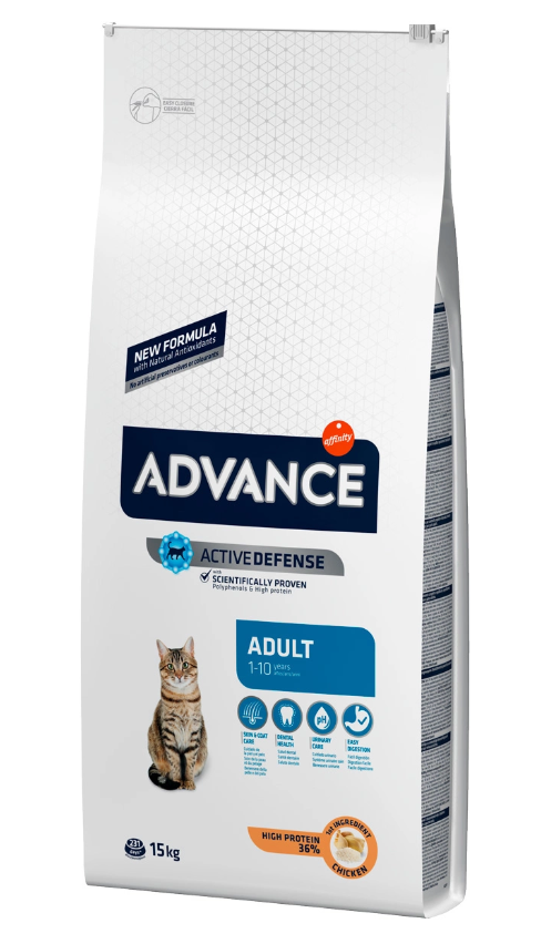 фото Сухой корм для кошек advance, курица и рис, 15кг