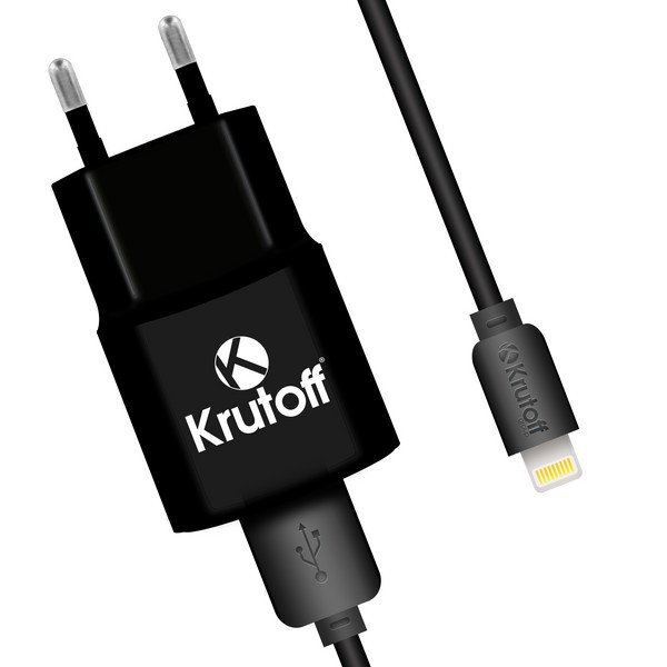 фото Сетевое зарядное устройство krutoff ch-01l, 1 usb, 1 a, black