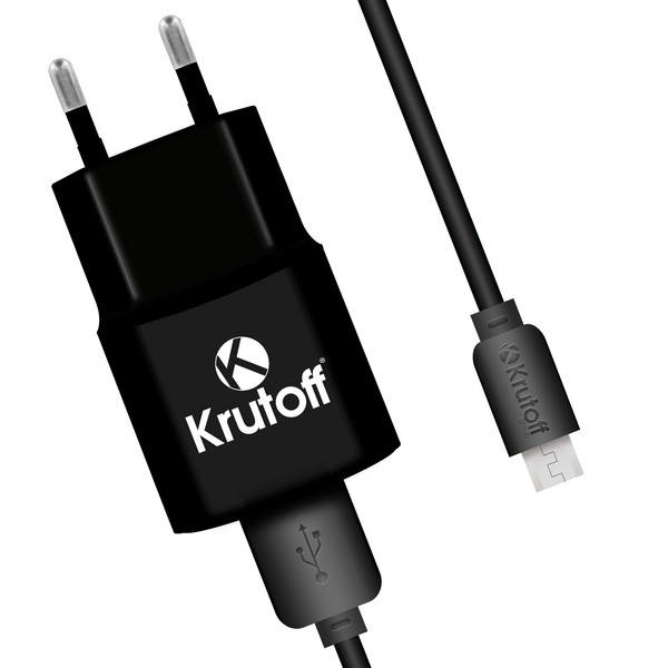 фото Сетевое зарядное устройство krutoff ch-01m, 1 usb, 1 a, black