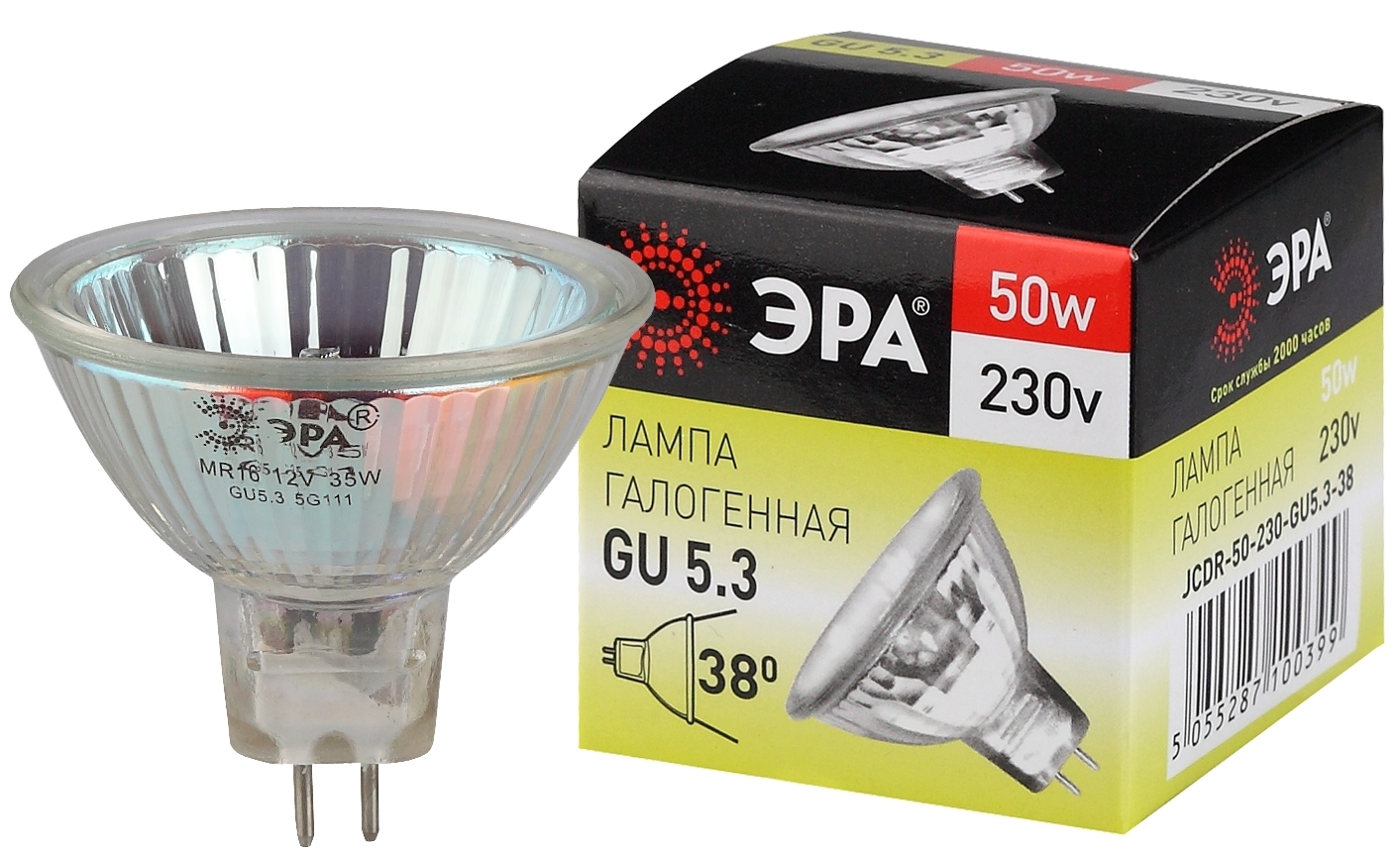 

Лампочка ЭРА GU5,3-JCDR (MR16) -50W-230V