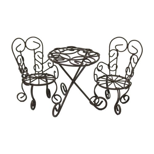Мебель для кукол Астра металлический стол с зонтиком и двумя стульями KB4243