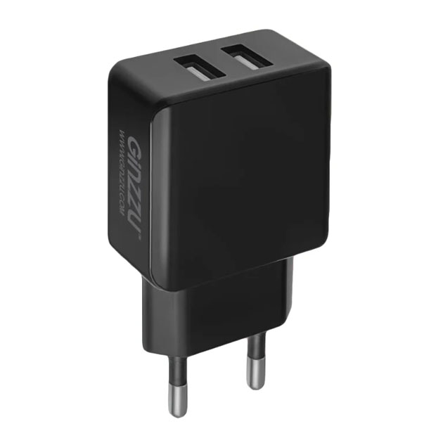 фото Сетевое зарядное устройство ginzzu ga-3311ub, 2xusb, 3,1 a, black